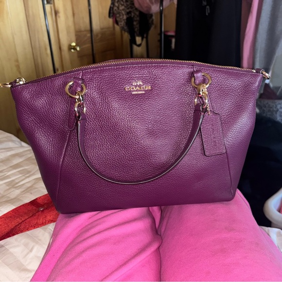 Coach Plum Purple Pebbled Leather Small “Kelsey” Women's Satchel Bag NWT - Picture 2 of 10